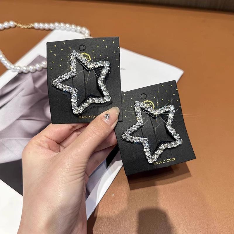 2pcs Rhinestone Five Pointed Star Hair Clips Female Forehead Bangs Edge Clip Hair Side Clips Broken Hairpin Styling BB Clip New