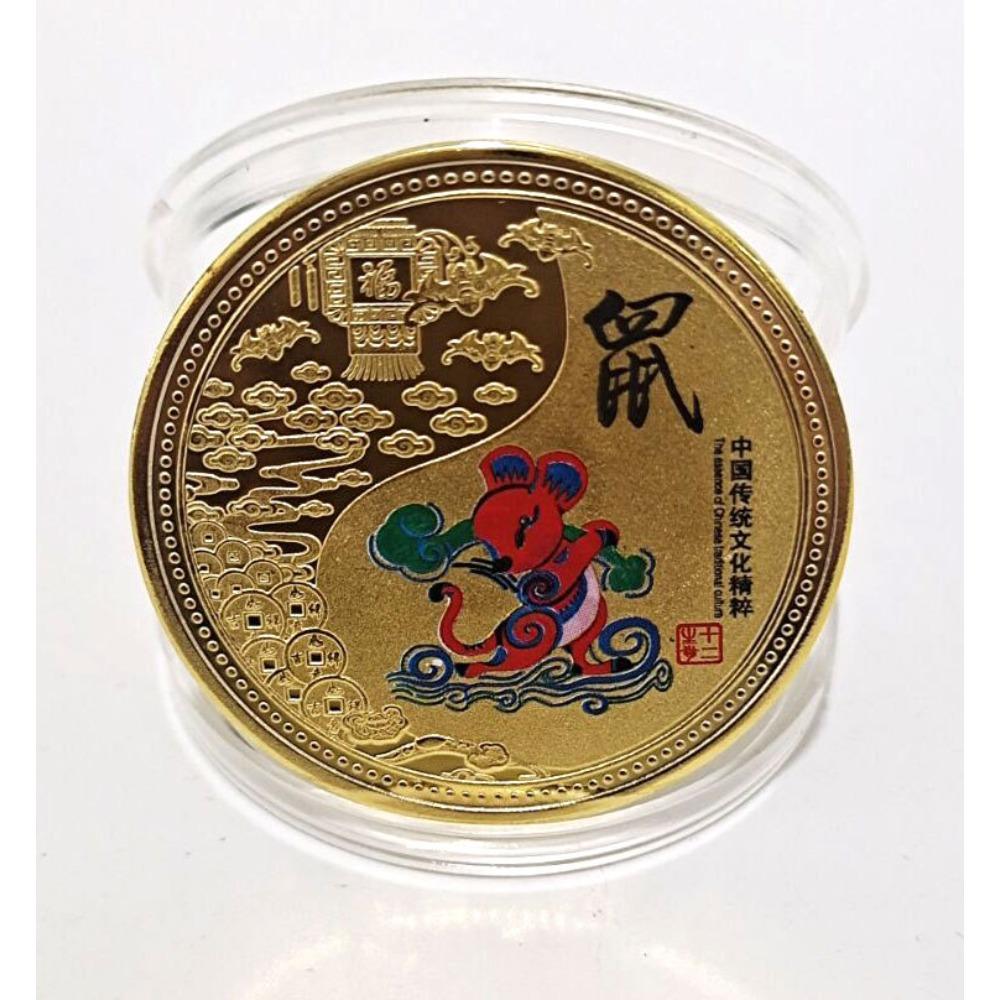 Färgglada stjärntecken, Minnesmedaljer, 12 stycken, Komplett set, Guldmynt presentförpackning, Stjärntecken minnesmynt, Metallhantverkspresenter