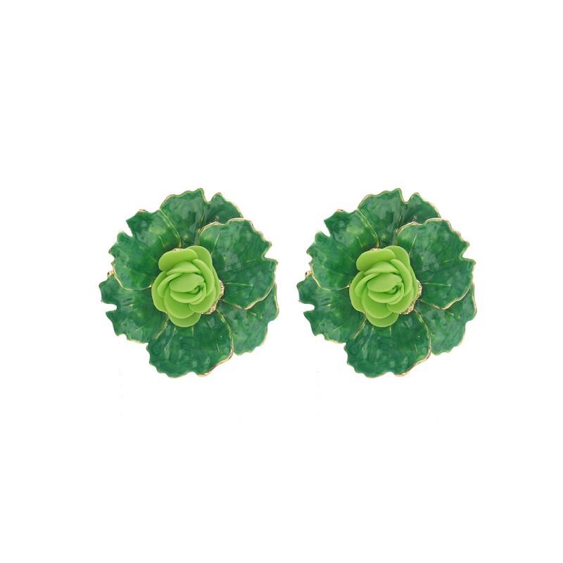 Oversized 3D Floral Earrings Women Zinc Alloy Studs In Pastel Bold Colors Lightweight Chic Statement Jewelry