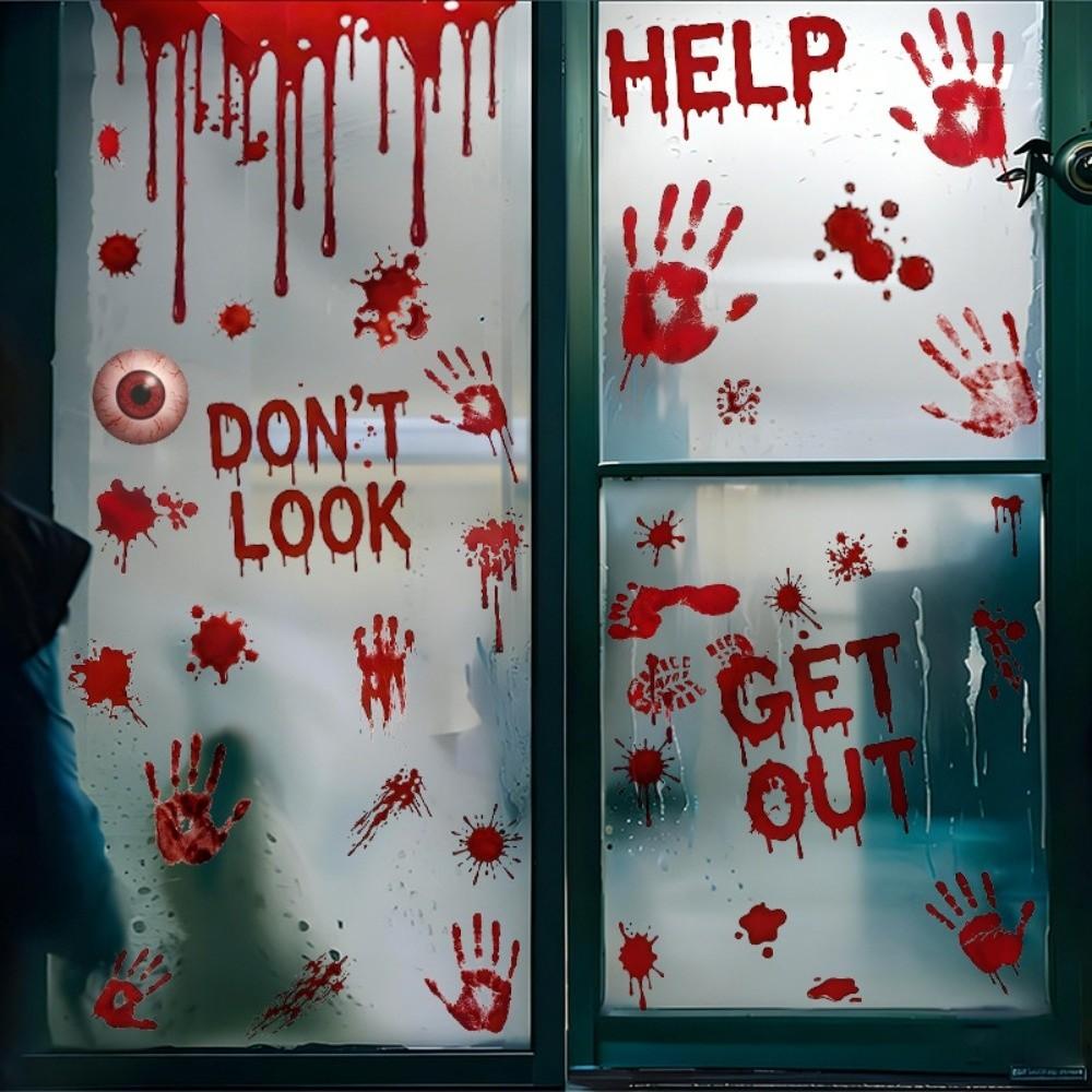 Decalques Estáticos DIY para Halloween à Prova d'Água Adesivos Assustadores para Portas de Festa Decorações Festivas