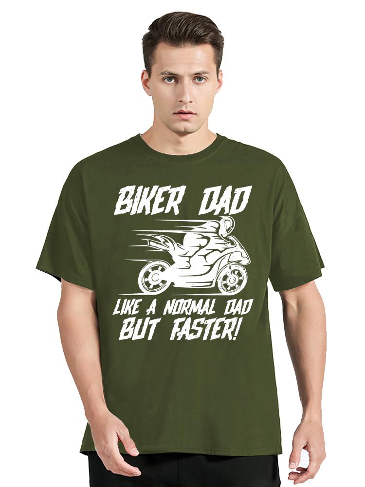 New Motorcycle Men's Clothing Oversized T-shirt Biker Dad Like A Normal Dad But Faster T Shirt Cotton O-neck Tops Casual Tshirt