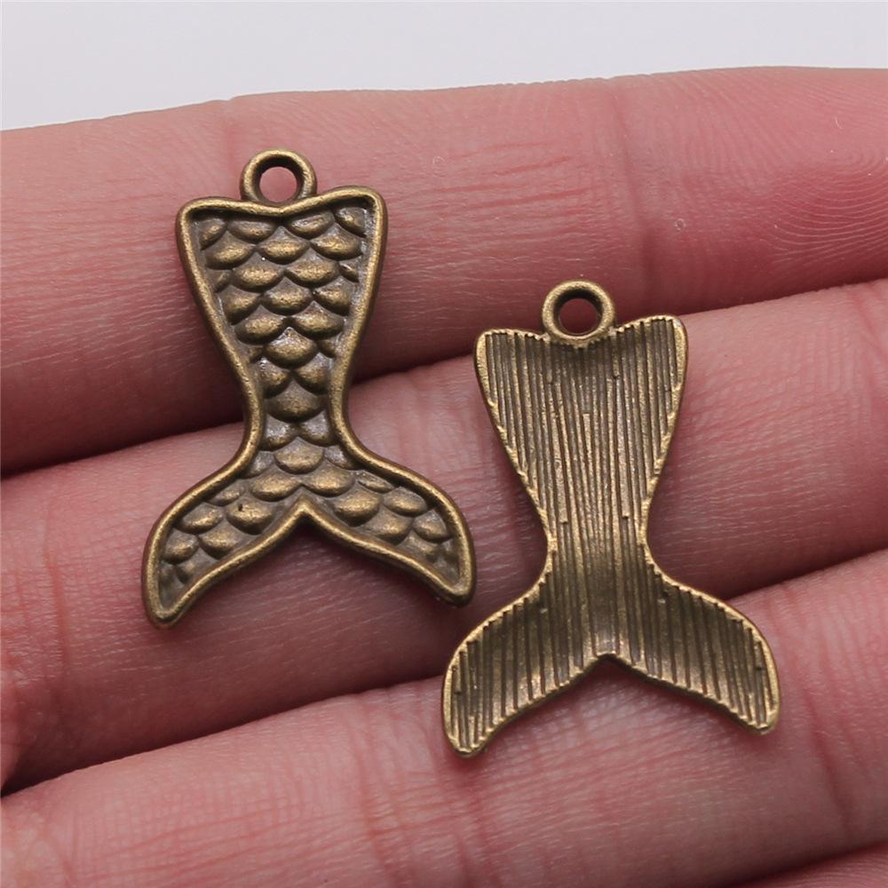 10pcs Charms Lovely Mermaid Antique Bronze Silver Color Plated Pendants Making DIY Handmade Tibetan Jewelry