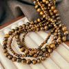 Boutique retro autumn and winter Maillard natural tiger's eye stone removable variety of wearing necklaces sweater chains