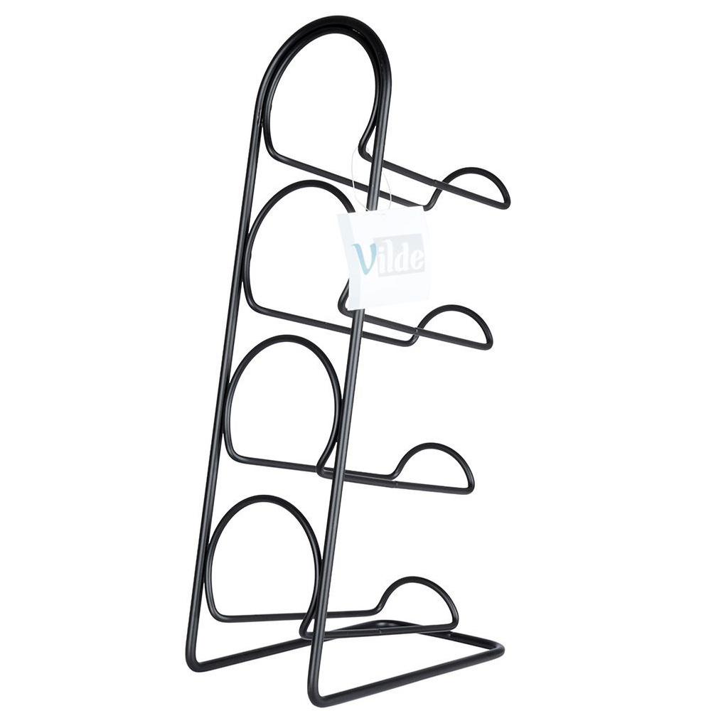 Black Metal Wine Rack for 4 Bottles, 21x43 Cm