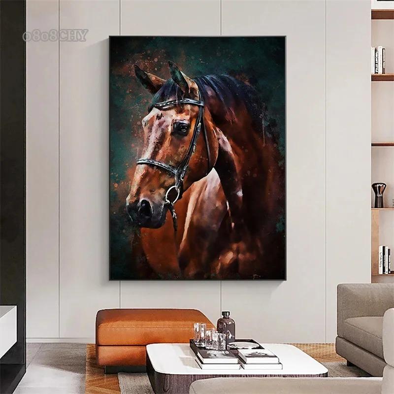 Animal Horse Beautiful Posters and Prints Abstract Canvas Painting Horse Wall Art Pictures for Home Living Room Decoration