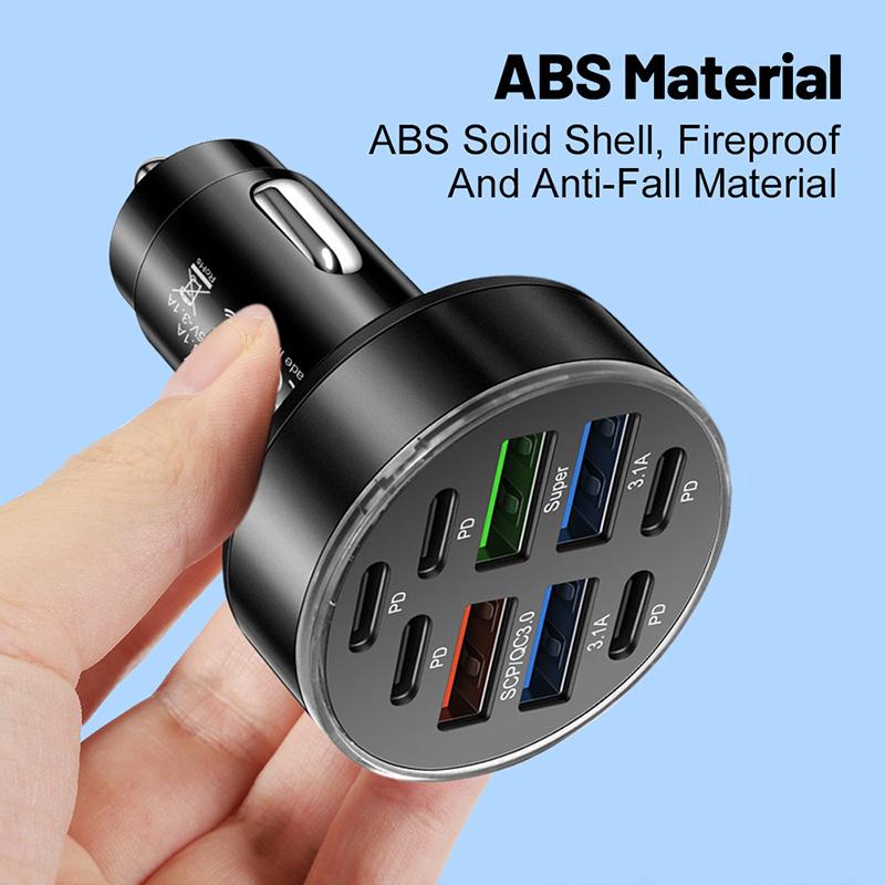 10-Ports Usb Type-C Car Phone Charger For Truck Vehicles Usb-C Fast Charging Power Adapter For Iphone For Samsung Huawei Xiaomi