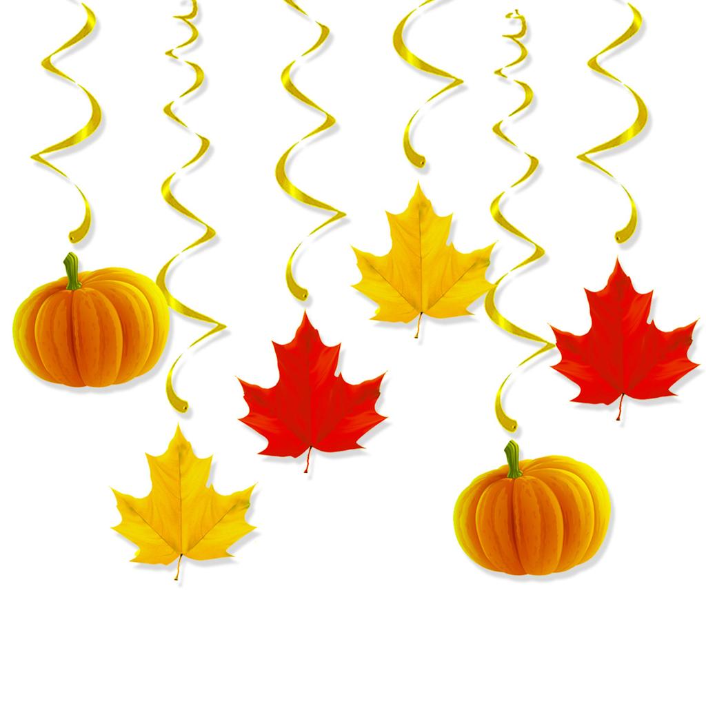 Thanksgiving Party Decoration Vortex Pendant Harvest Festival Maple Leaf Pumpkin Spiral Pendant
