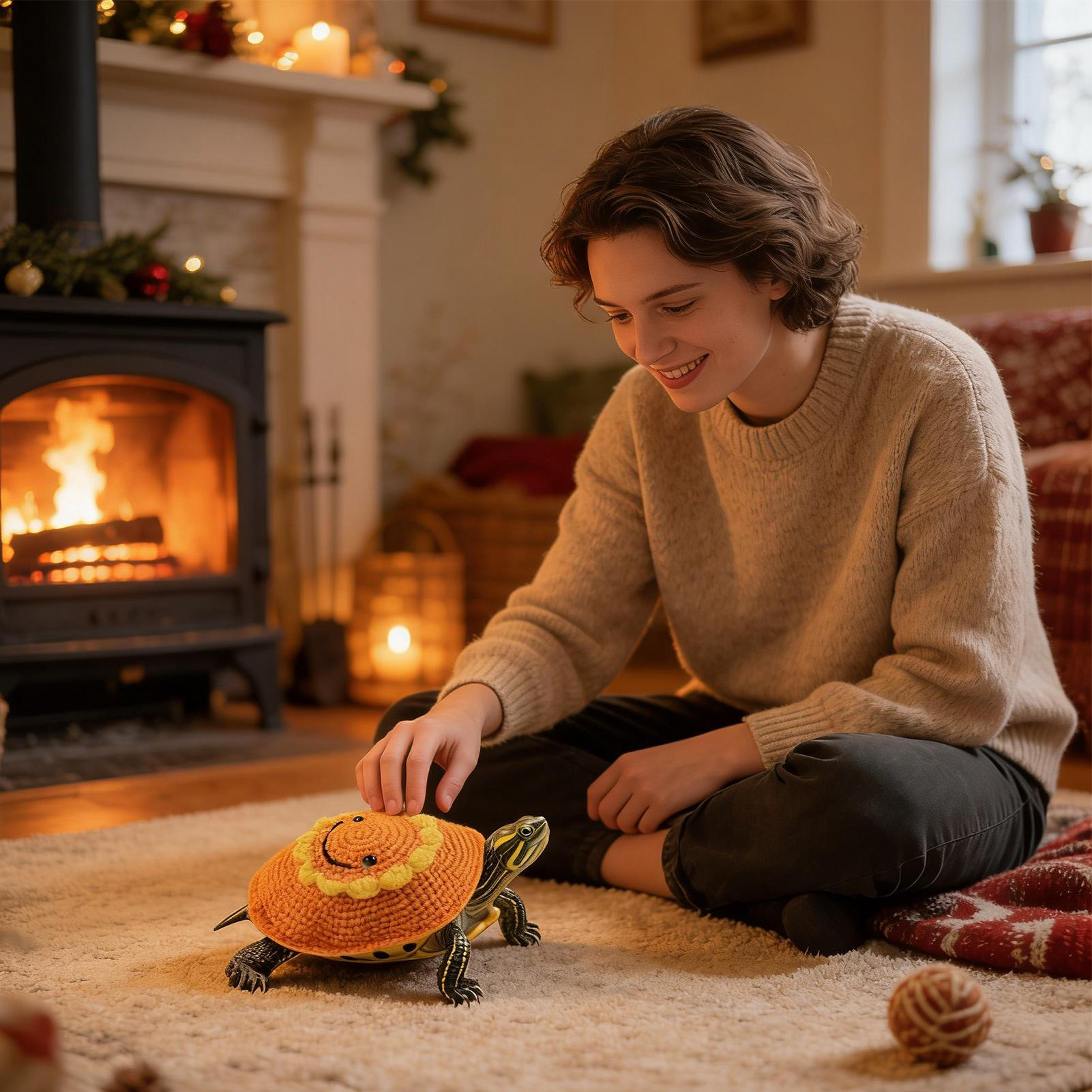 

Одежда для черепах Дизайн с подсолнухом Вязаный с регулируемым эластичным ремешком Костюм-свитер для питомца для мелких животных Зимние холода S