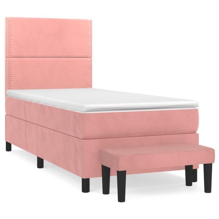 3137760 vidaXL Divan Bed with Mattress Pink 90x190 Cm Velvet