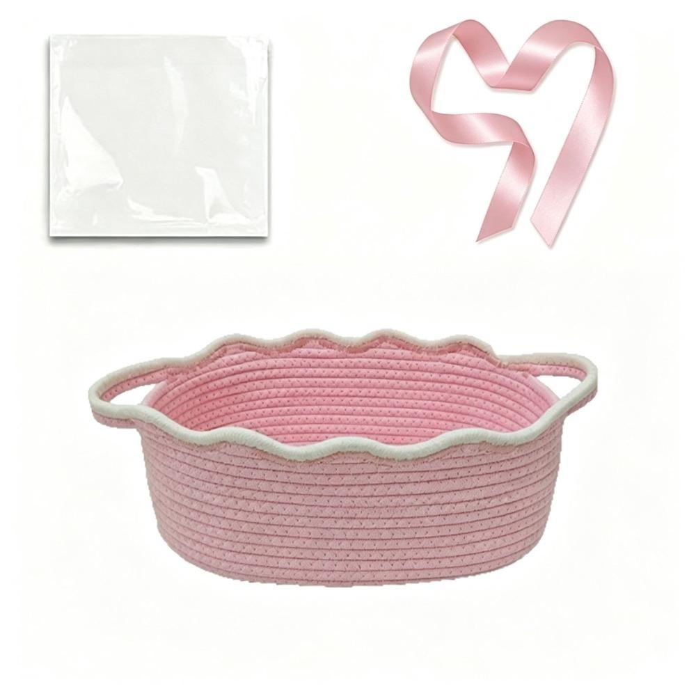 With Handles Cotton Rope Woven Basket Oval Sundries Storage Organizer Laundry Hamper  Nursery