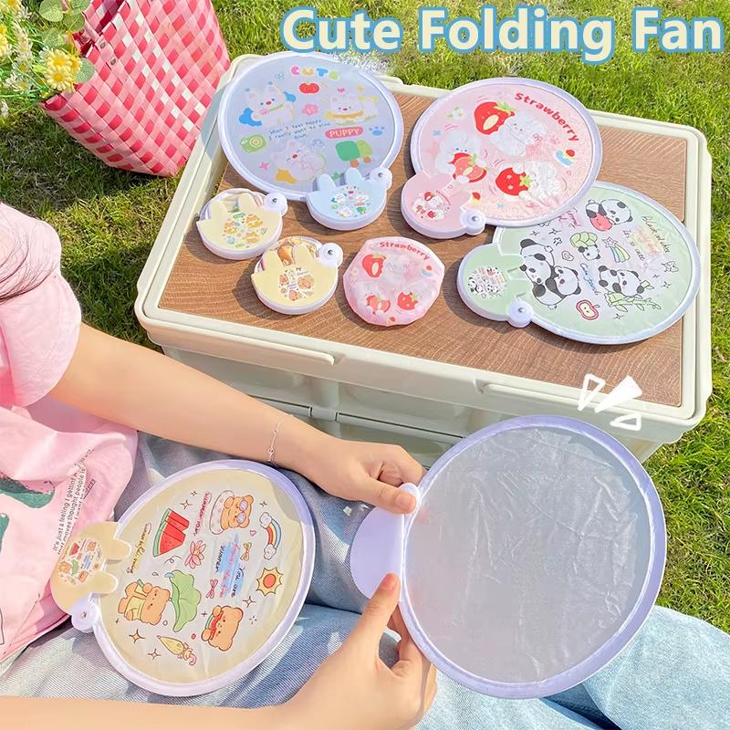 Reflective Version of The Panda Round Fan High Value Ins Round Fan Cute Cartoon Folding Lightweight Suitable for Taking Photos