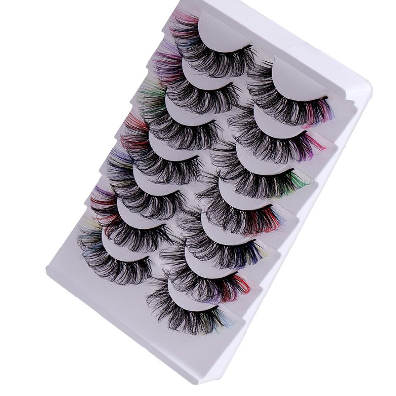 3D Mink Colored False Eyelashes Vibrant Color Fluffy Natural Soft Lashes Eye Makeup For Performances Stage Events