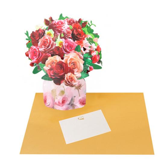 

3D Pop Up открытки 13 бумажные цветы букет поздравительная открытка с конвертом и пустой картой цветочные цветы благодарственная открытка C