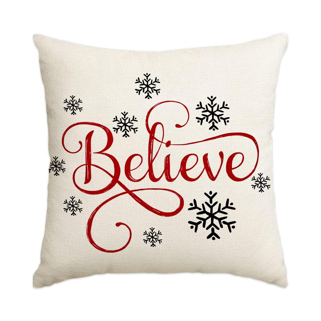 1Pc/4Pcs Christmas Pillow Cover, Merry Christmas Hello Winter Vacation Sofa Cushion Cover Decoration Living Room Cushion Cover