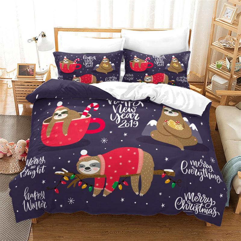 Niedlicher Cartoon Faultier Bettbezug Floraler Blätterdruck Bettwäscheset Für Kinder Teenager Schlafzimmerdeko Blumen Bettdeckenbezug Kissenbezüge