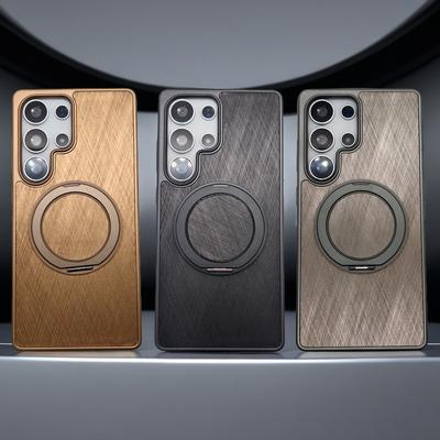 The 360-degree Wood-grain Rotating Magnetic Stand for The Samsung S25ultra Phone Case Is Suitable for The S24PLUS Protective Case
