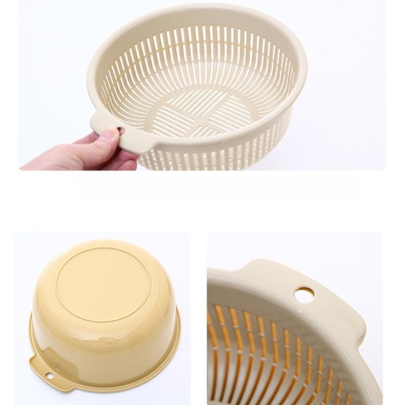 Kitchen Double-Layer Drain Basket Rotatable Storage Basket for Washing Vegetables Fruit Colander Baskets Kitchen Tools
