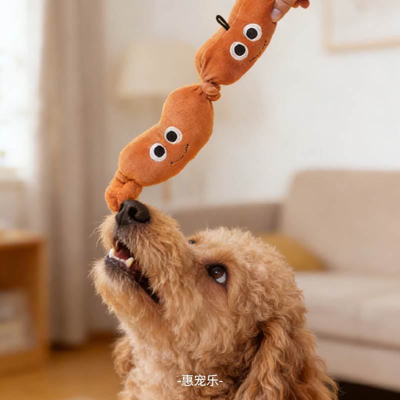 Dog Toy Chewable Durable Noise-making Paper Squeaky Plush Sausage Companion for Entertainment for Small-sized Dog Pets' Supplies