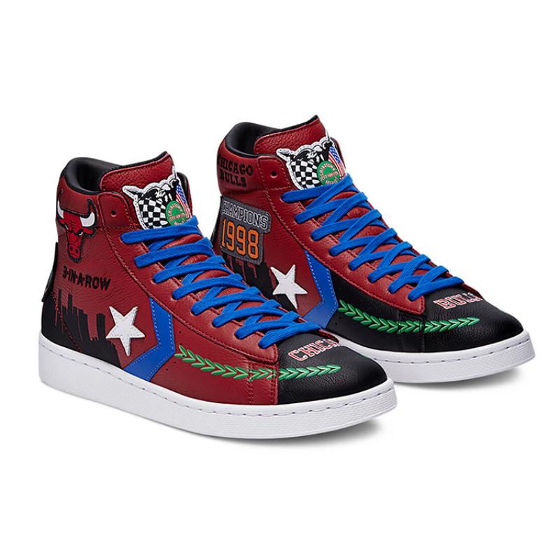 Chinatown Market X Converse Pro Leather Hi Chicago Bulls Championship Jacket Comfortable and Lightweight High Top Unisex Black and Red