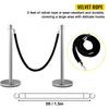 Crowd Control Stanchion, Set of 2 Pieces Stanchion Set, Stanchion Set with 5 ft/1.5 m Black Velvet Rope, Silver Crowd Control Barrier with Sturdy