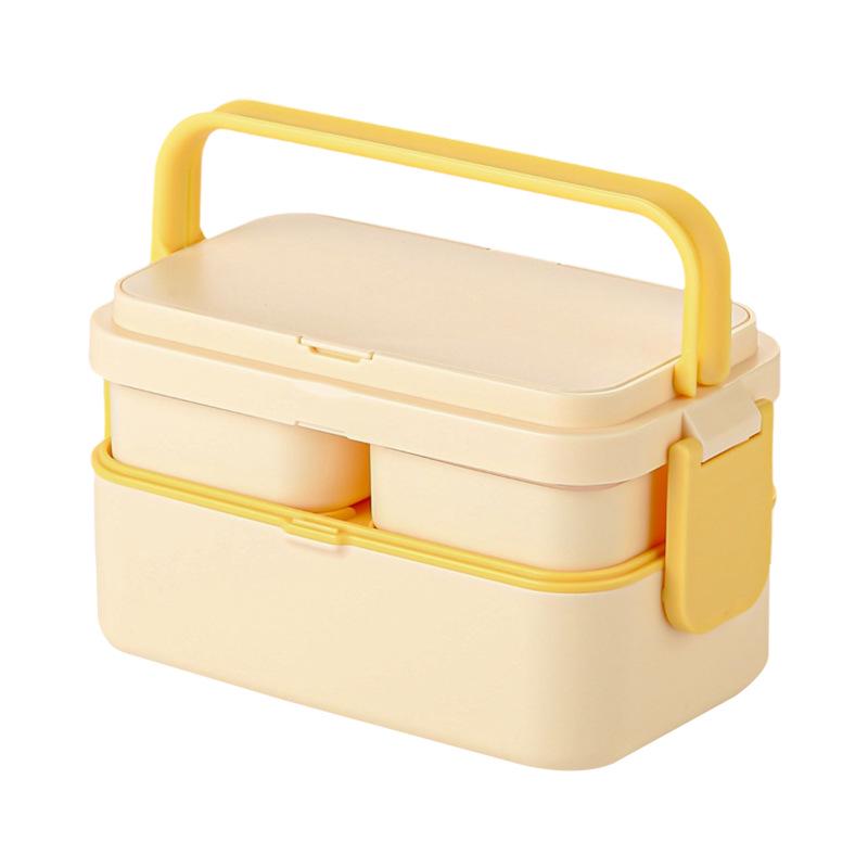 High-Quality Blue Multi-Color Bento Box: Eco-Friendly, Heatable, Portable 3-in-1 Double Layer Lunch Box with Sealed Tableware