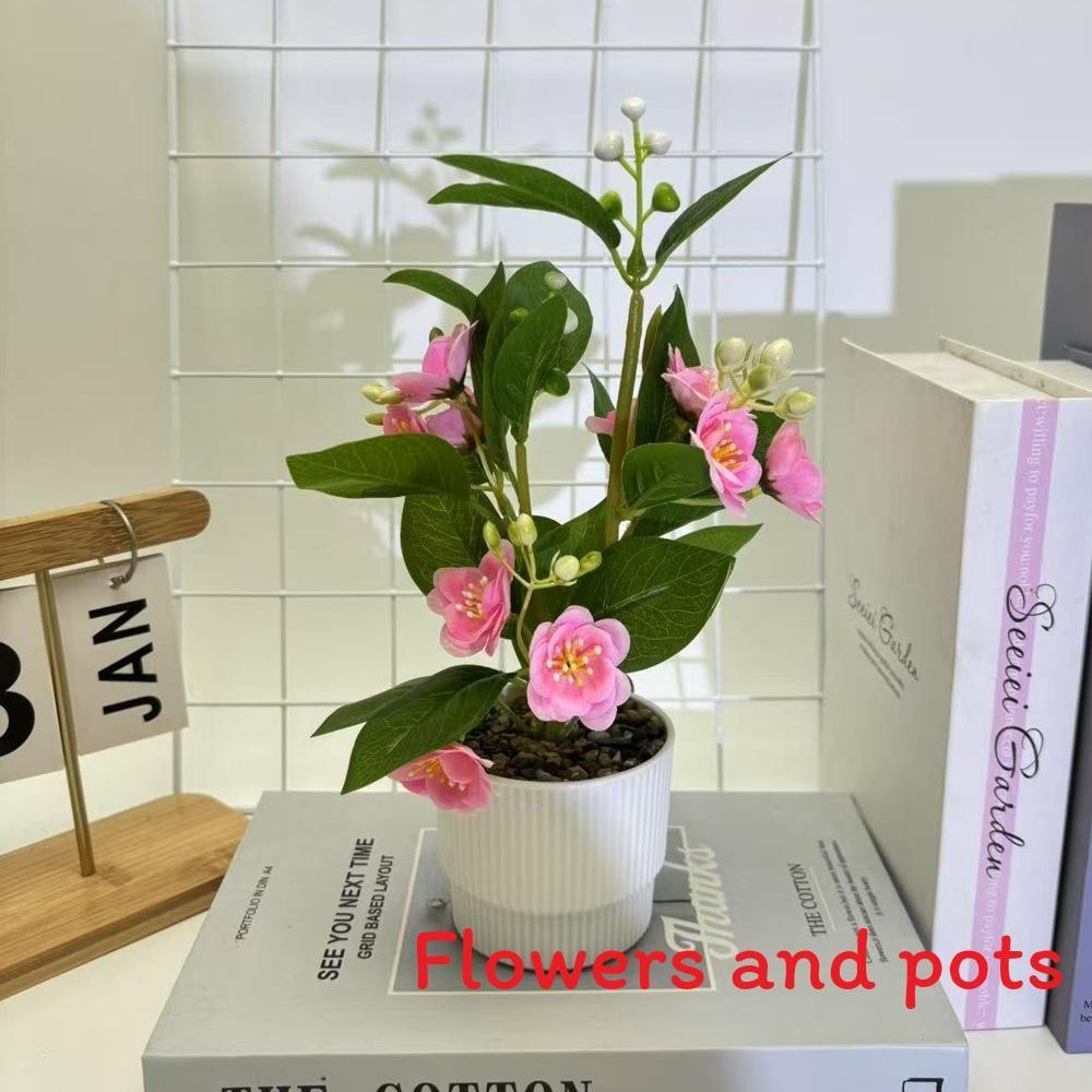 Jasmine Artificial Flower Potted Plant With Rain Flower Stone For Interior Decor