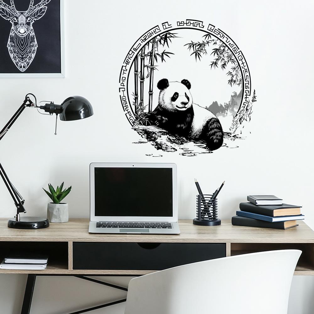 Simple Chinese Style Small Panda Bamboo Bedroom Living Room Beautification Decoration Wall Stickers