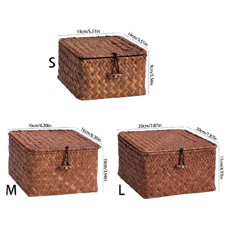 Nachhaltiger handgewebter Aufbewahrungskorb mit Deckel Bonboniere Arbeitsplatten-Organisation Naturfaser-Design Organizer