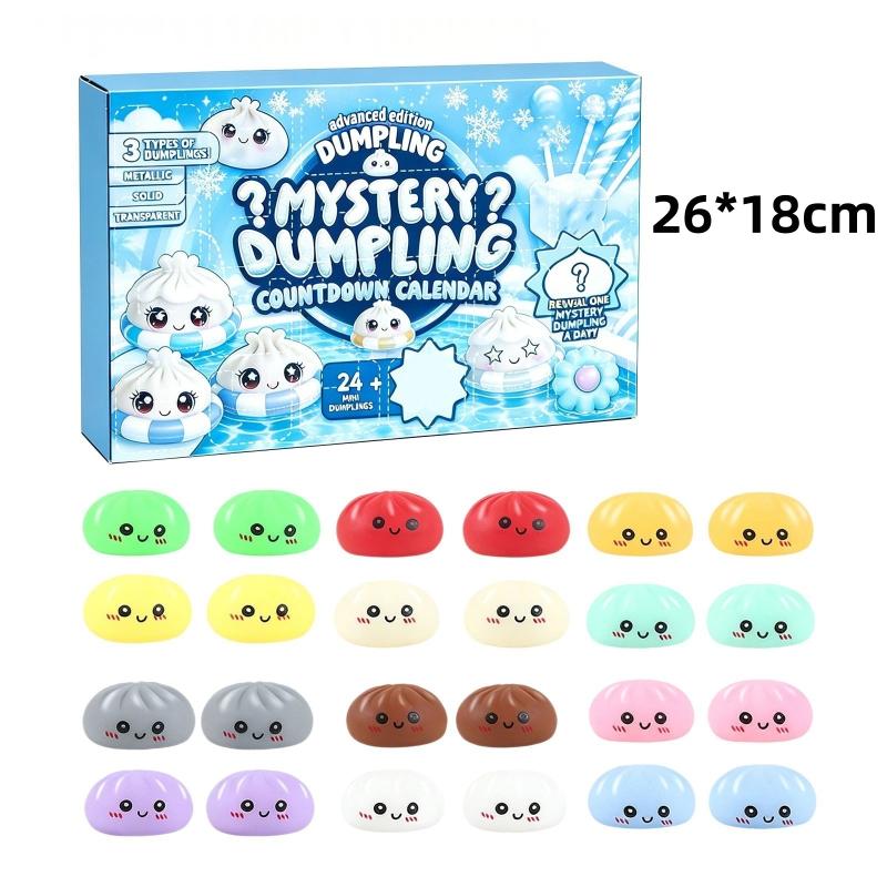 Slow Rebound Dumpling Advent Calendar 24Pcs Soft Squeeze Toys Mystery Anxiety Relief Set for Kids Home Play Office Relax