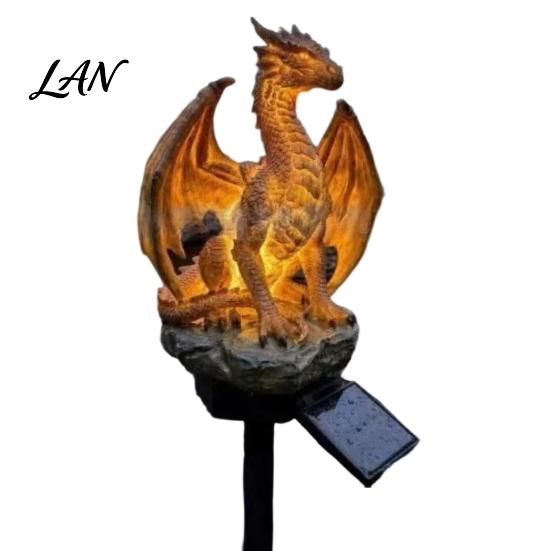 Garden Sasquatch Statue Dragon Solar Light, Outdoor Lamp, Fantasy Creature Sculpture, Pathway Light for Yard Lawn Decor Powered