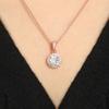 Round Diamond Pendant Necklace, High-end Design Full of Diamond Sunflower Zircon Round Ring Necklace.