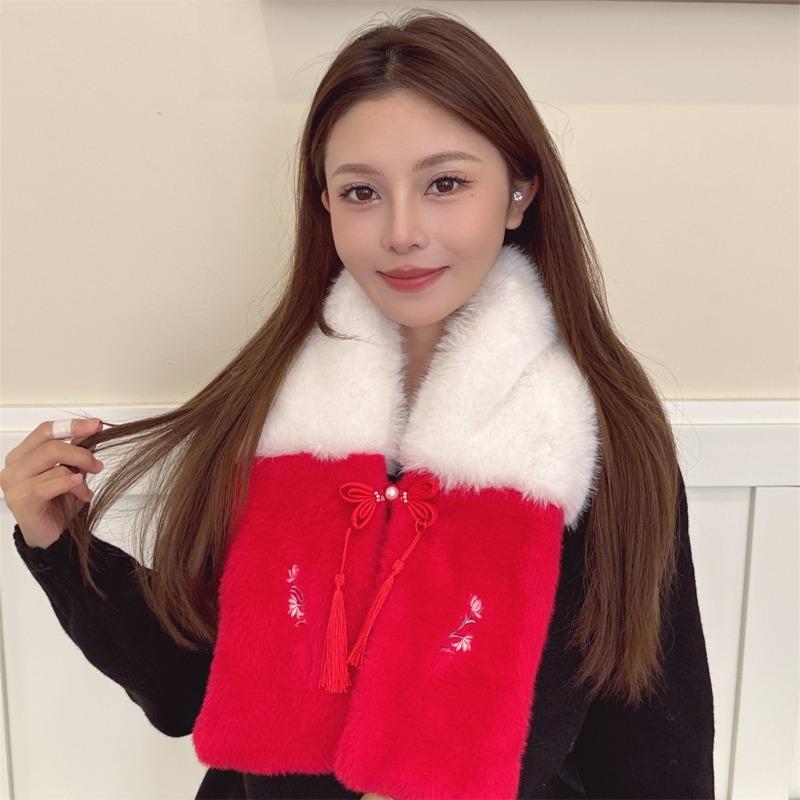 Autumn and Winter New New Scarf Women's Red Scarf To Keep Warm and Thicken the Atmosphere New Year's Day Christmas Gift