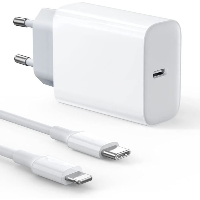 Chargeur Rapide USB-C - E.F.CONNECTION - iPhone 13/14 - Câble 1M - Blanc - Compatible avec plusieurs modèles