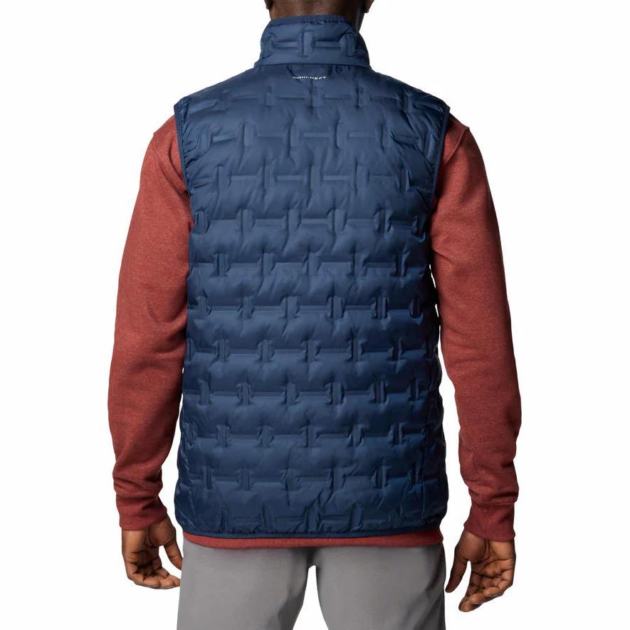 Columbia Hiking Solid Color Stand Collar Zipper Sleeveless Down Vest Men vests Navy-Blue WE4253-464
