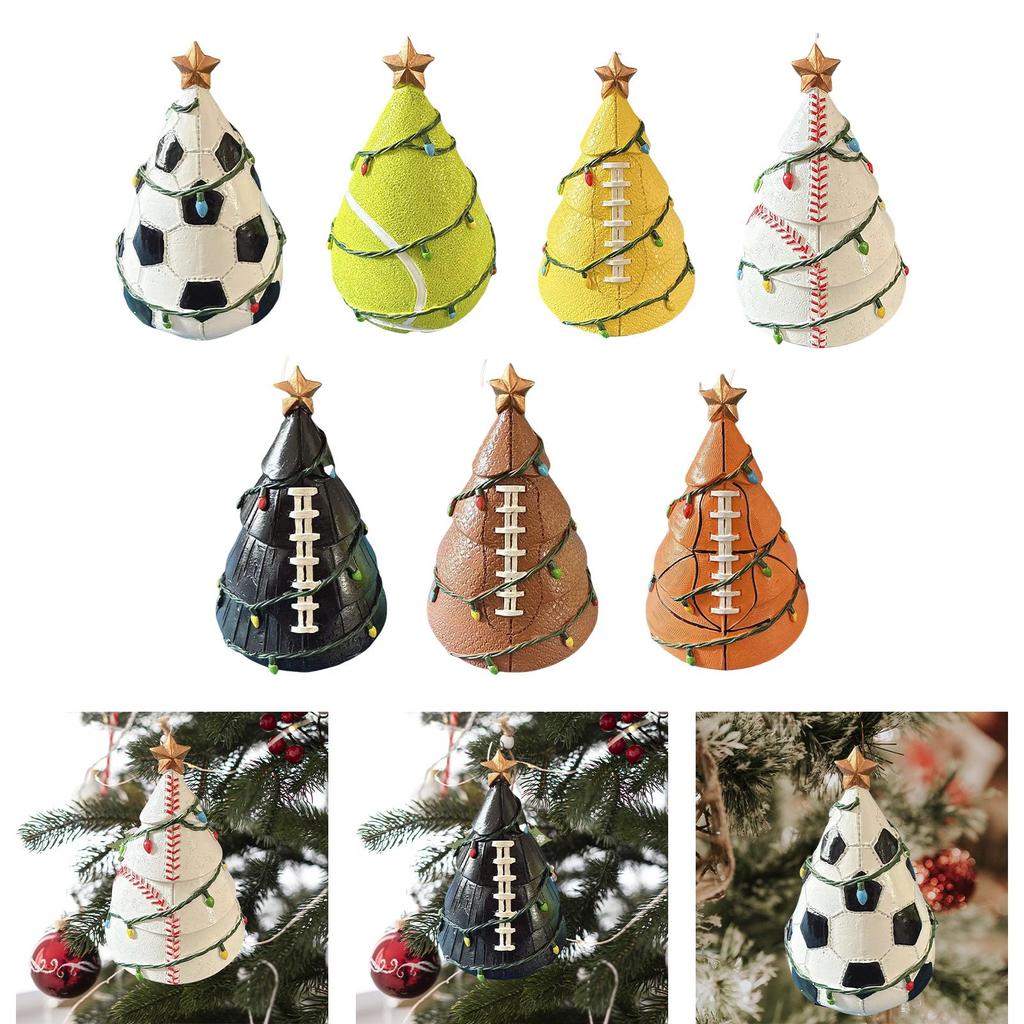 Football Christmas Tree Decoration Reusable Gift Table Decoration Figurine Decorative for Party Ball Sports Enthusiasts Tabletop