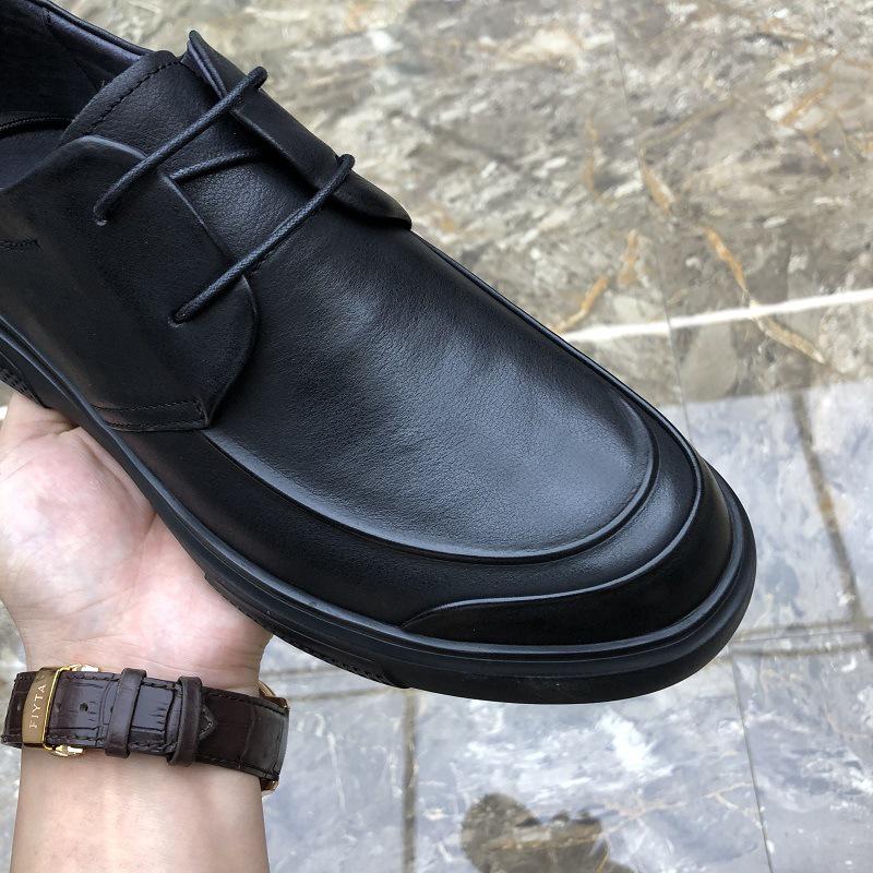 2025 New Genuine Leather Men's Black Business Casual Versatile Shoes with Breathable Soft Sole