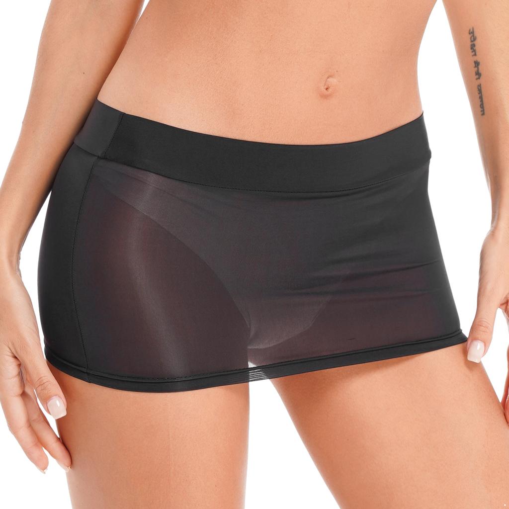 Damen Strand Überwurf Minirock Halb Transparentes Design Einfarbiger Colorblock Niedrige Taille Bleistiftrock