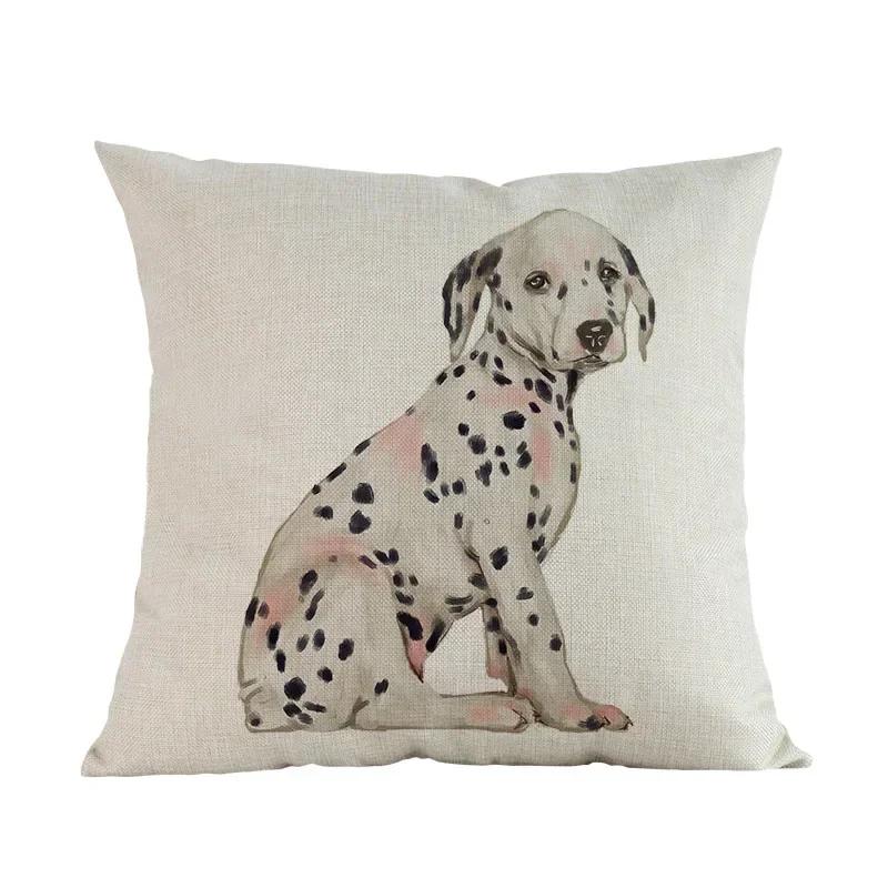 Watercolor Style Pet Dog Cushion Cover Home Living Room Sofa Decoration Pillow Case Chair Car Bedroom Decorative Pillowcase Gift