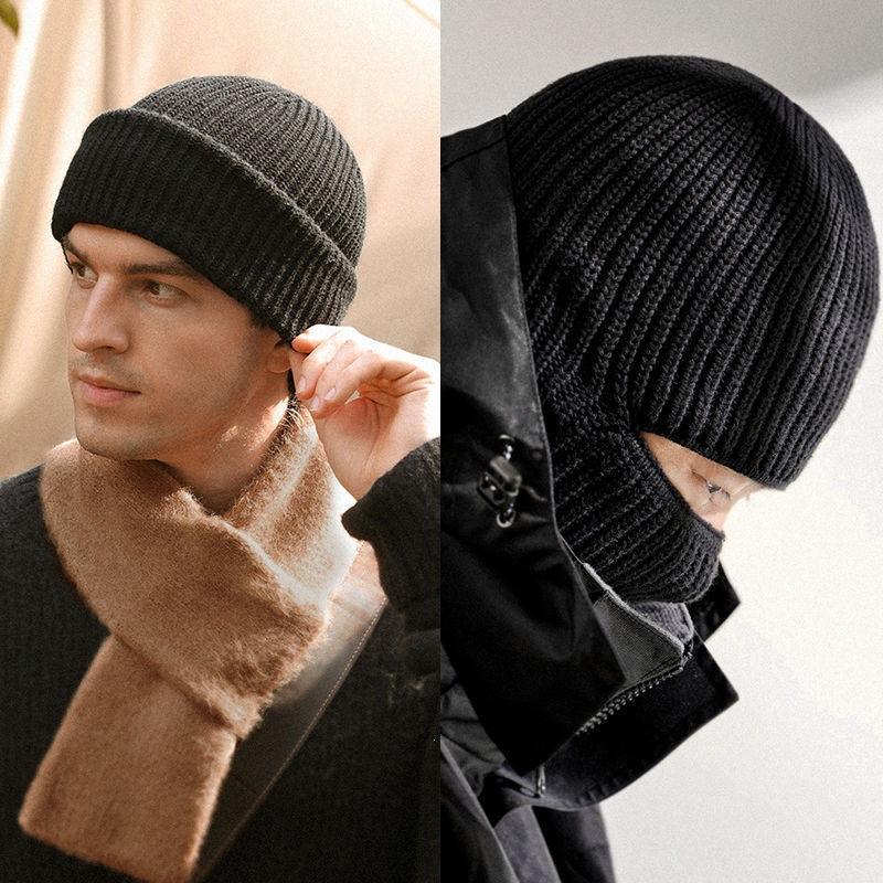 Men's autumn and winter knitted hat, cold-proof wool hat, warm balaclava cold hat, women's cross-border windproof hat