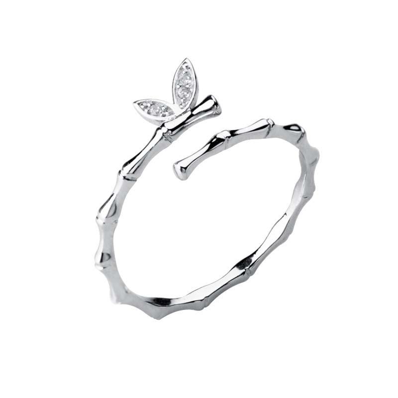 

Ladies Adjustable Zircon Bamboo Shape Butterfly Open Rings Jewelry one size