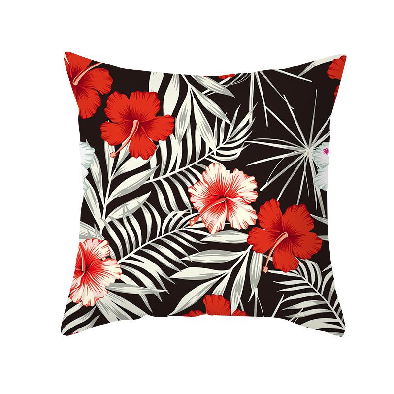 Peach Skin Printed Pillowcase Small Fresh Nordic Green Plant Sofa Cushion Cushion Cover Home Supplies