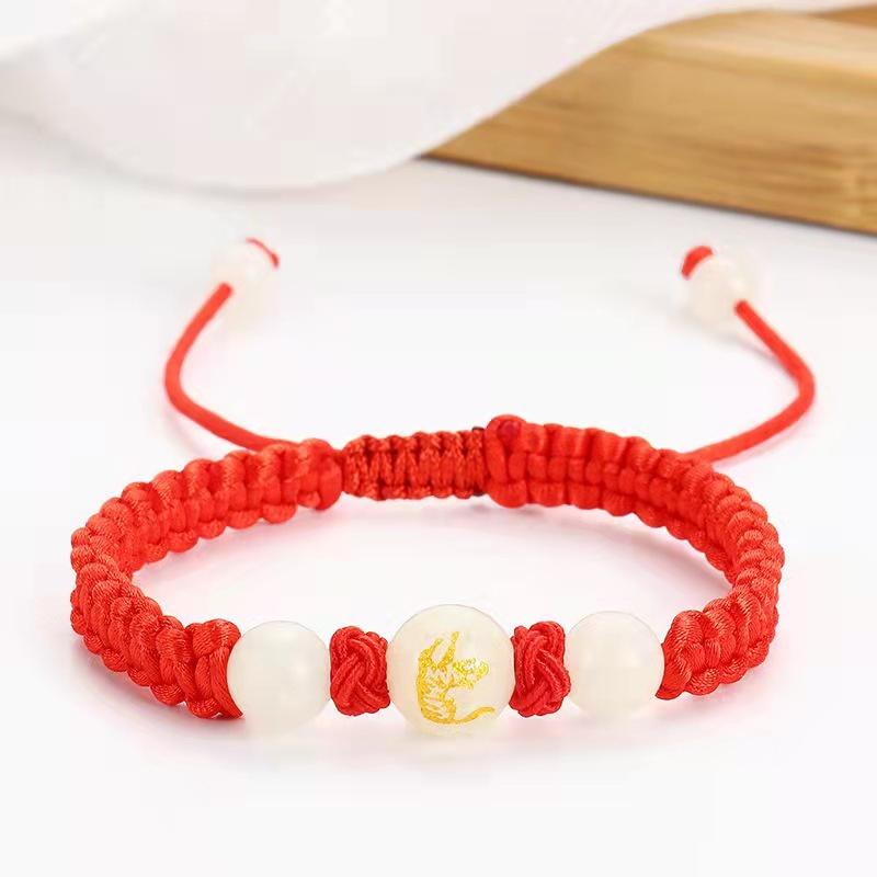 12 Zodiac Luminous Bracelet Lucky Charms Zodiac Red Rope Animal Transfer Beads Hand Woven Bracelet Luminous Necklace