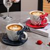 Elegante Set Tazza da Caffè e Sottotazza in Ceramica con Fiocco