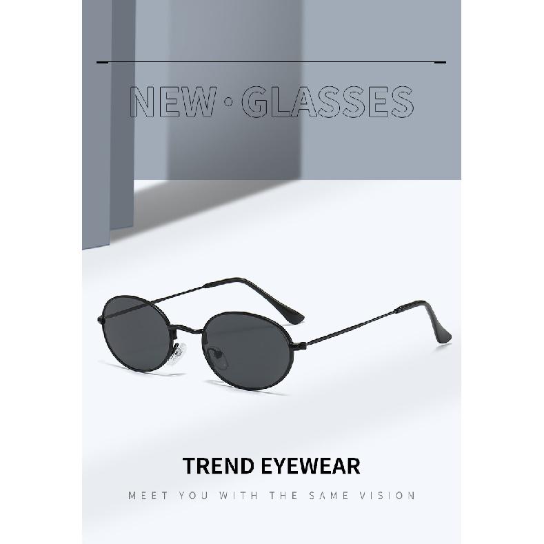 Metal sunglasses, retro oval-shaped, oversized style, punk sunglasses, driving glasses