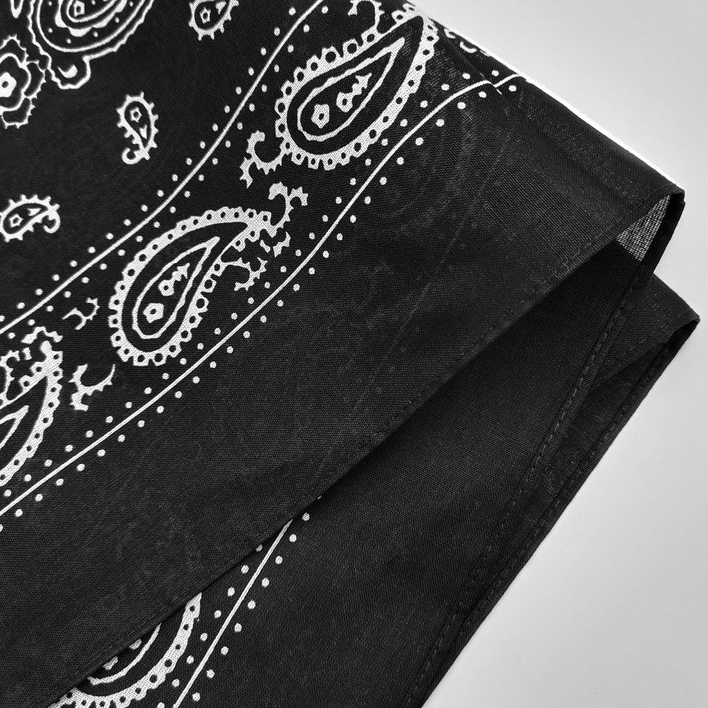 Trifong Bandana Black 100% Cotton Paisley Handkerchief Adult Bandana Cotton Cashew Unisex 55cm X 55cm Black