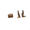Vintage Wooden Jewelry Box Organizer Treasure Chest with Egyptian Cat Statues Decorative Figurines
