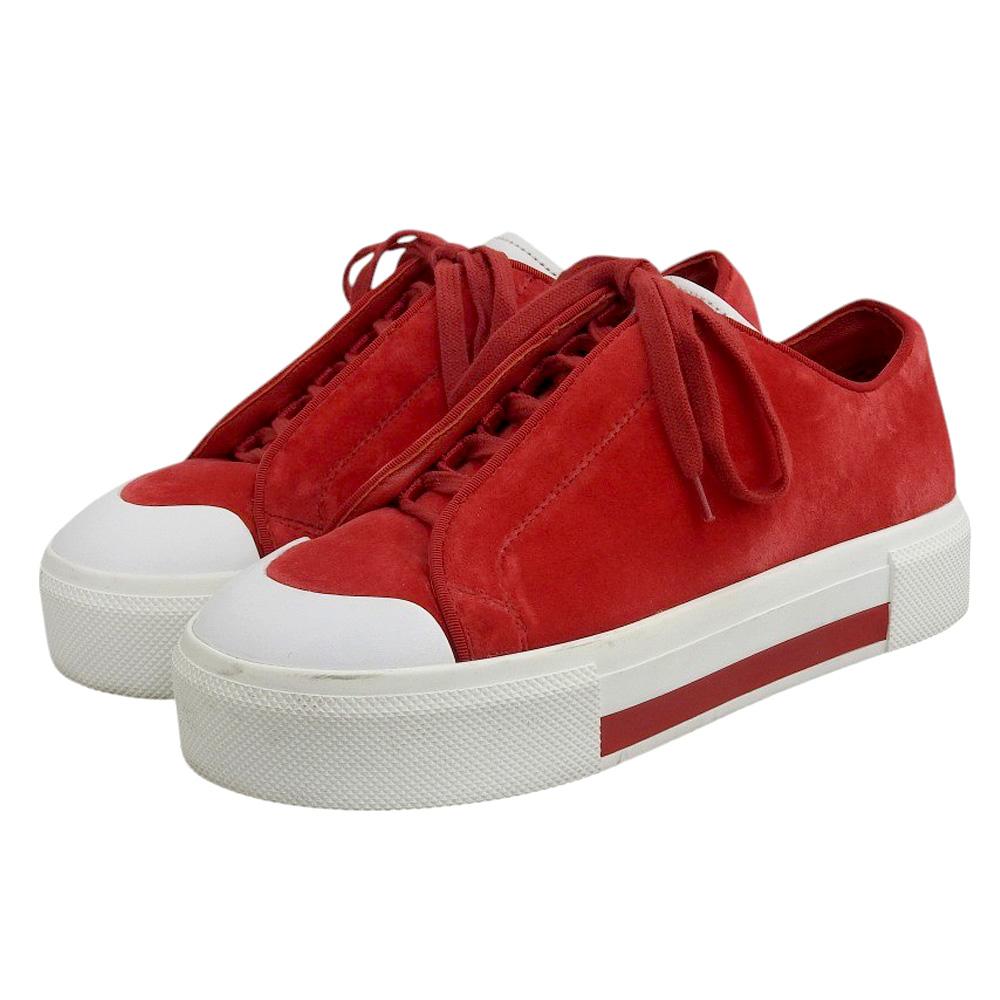 Alexander Mcqueen Beautiful Low-cut Sneakers Shoes for Women In Velvet, Red and White, Size 37, 482173 Shoes 37 Red / whiteUsed