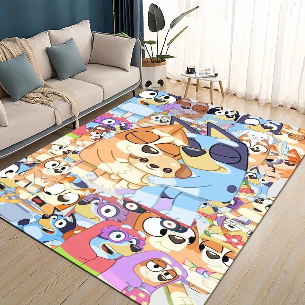 SICAK 3D Mavi Köpek Ailesi Çizgi Film Köpekler Halı Kilim Oturma Odası Yatak Odası Ev Dekorasyonu için, Çocuk Oyun Kaymaz Kanepe Önü Paspas