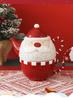 BRChristmas Ceramic Teapot  Tea Cup Set  European Embossment Ceramic Teacup Tea Pot Set Festival Decorative Tea Set  Holiday GiftEY