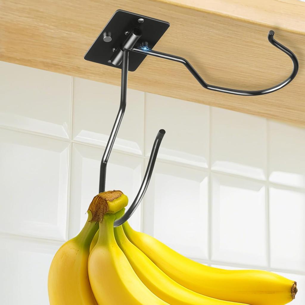 Self Adhesive Banana Hook Under Cabinet Foldable Banana Hanger Hook Under Counter Banana Hook to Keep Bananas Fresh Heavy Duty Metal Banana Holder